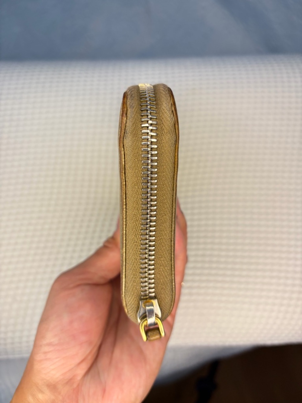 Prada Metallic Gold Saffiano Zip Wallet - Picture 5 of 12